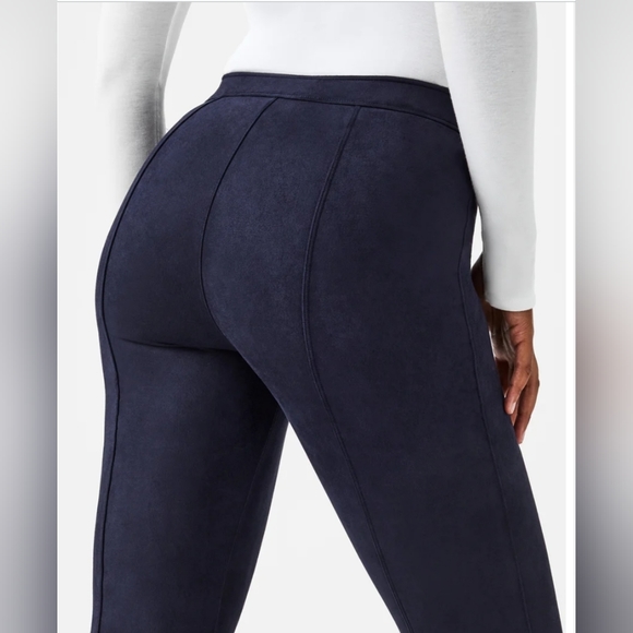 NWT Spanx Faux Suede Flare Pants in Navy - Picture 4 of 9